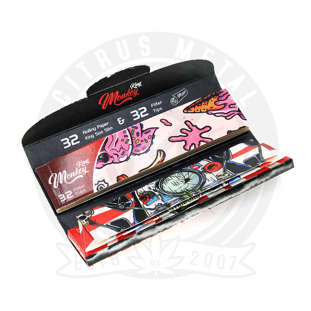 Papel Monkey King Trimix Medida King Size con Filtros y Charola