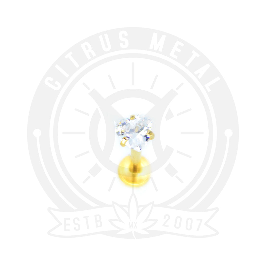 Piercing de Labio de Zirconia Dorado