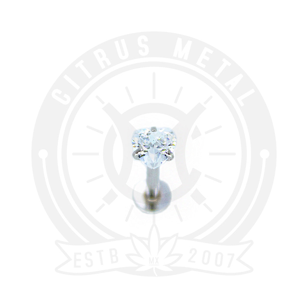 Piercing de Labio de Zirconia Plateado