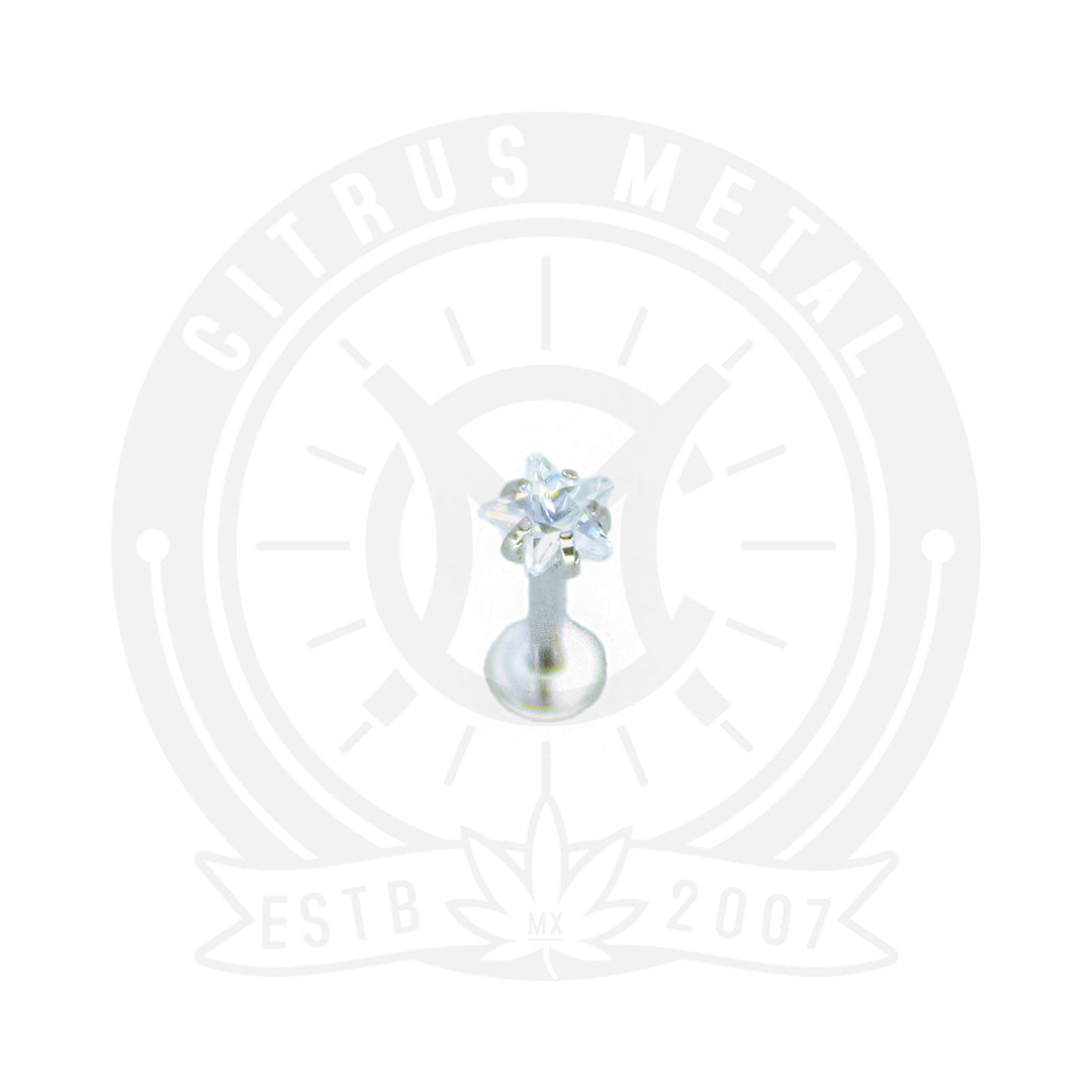 Piercing de Labio de Zirconia Plateado